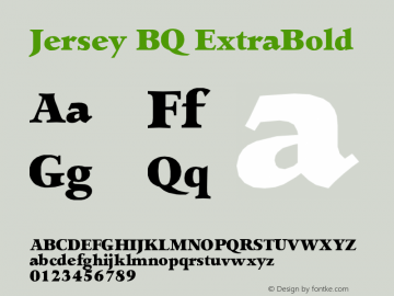 Jersey BQ ExtraBold Version 001.000 Font Sample