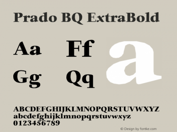 Prado BQ ExtraBold Version 001.000 Font Sample