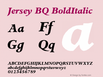 Jersey BQ BoldItalic Version 001.000 Font Sample