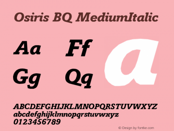 Osiris BQ MediumItalic Version 001.000图片样张