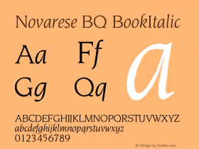 Novarese BQ BookItalic Version 001.000 Font Sample