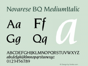 Novarese BQ MediumItalic Version 001.000 Font Sample