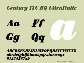 Century ITC BQ UltraItalic Version 001.000 Font Sample