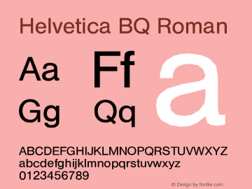 Helvetica BQ Roman Version 001.000 Font Sample