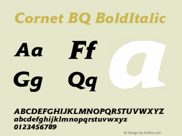 Cornet BQ BoldItalic Version 001.000图片样张