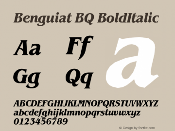 Benguiat BQ BoldItalic Version 001.000图片样张
