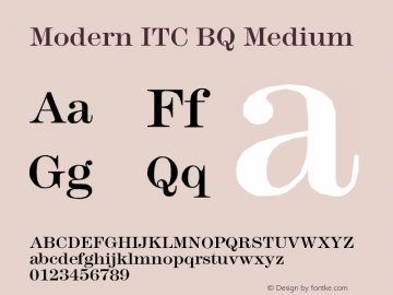 Modern ITC BQ Medium Version 001.000 Font Sample