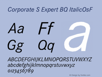 Corporate S Expert BQ ItalicOsF Version 001.000 Font Sample