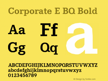 Corporate E BQ Bold Version 001.000 Font Sample