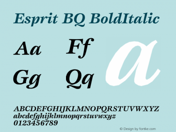 Esprit BQ BoldItalic Version 001.000 Font Sample