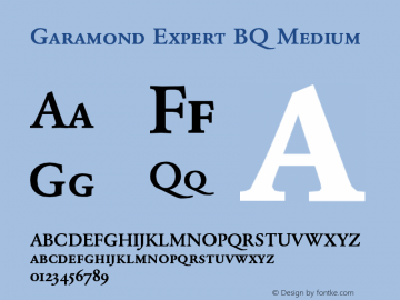 Garamond Expert BQ Medium Version 001.000 Font Sample