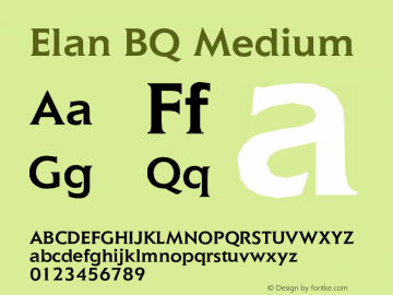 Elan BQ Medium Version 001.000 Font Sample