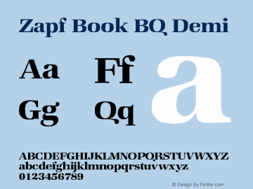 Zapf Book BQ Demi Version 001.000 Font Sample