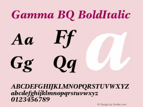 Gamma BQ BoldItalic Version 001.000 Font Sample