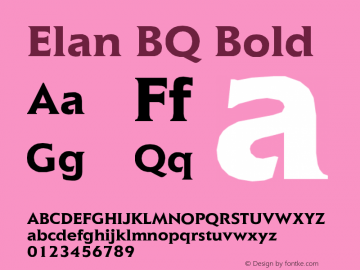 Elan BQ Bold Version 001.000 Font Sample