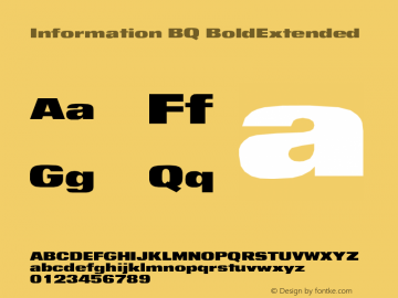 Information BQ BoldExtended Version 001.000 Font Sample