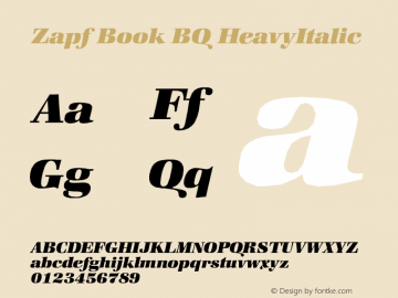 Zapf Book BQ HeavyItalic Version 001.000 Font Sample