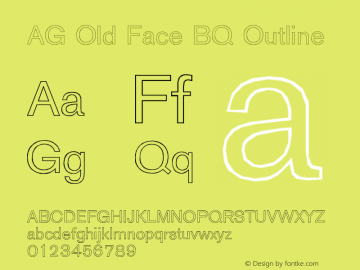 AG Old Face BQ Outline Version 001.000 Font Sample