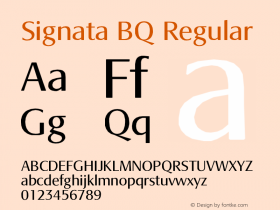 Signata BQ Regular Version 001.000 Font Sample