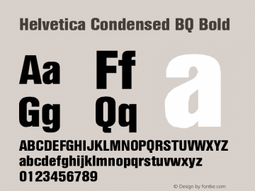 Helvetica Condensed BQ Bold Version 001.000 Font Sample