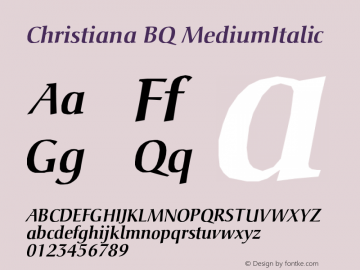 Christiana BQ MediumItalic Version 001.000图片样张