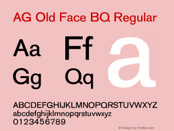 AG Old Face BQ Regular Version 001.000 Font Sample