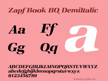 Zapf Book BQ DemiItalic Version 001.000图片样张