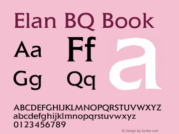 Elan BQ Book Version 001.000 Font Sample