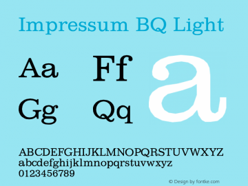 Impressum BQ Light Version 001.000 Font Sample
