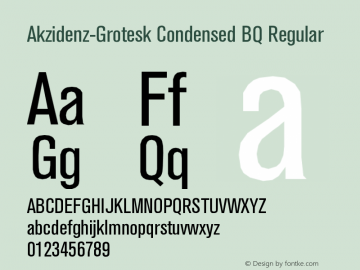 Akzidenz-Grotesk Condensed BQ Regular Version 001.000 Font Sample