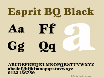 Esprit BQ Black Version 001.000 Font Sample
