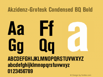 Akzidenz-Grotesk Condensed BQ Bold Version 001.000 Font Sample