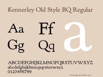 Kennerley Old Style BQ Regular Version 001.000 Font Sample