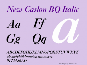 New Caslon BQ Italic Version 001.000 Font Sample