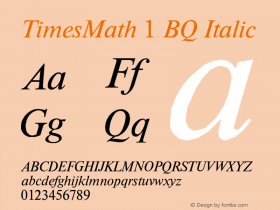 TimesMath 1 BQ Italic Version 001.000 Font Sample