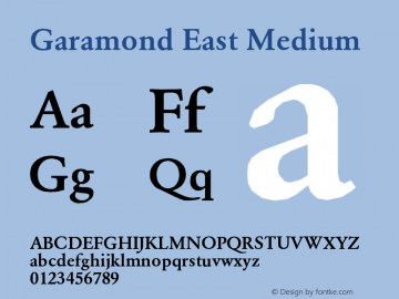 Garamond East Medium Version 001.000 Font Sample