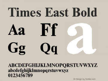 Times East Bold Version 001.000 Font Sample