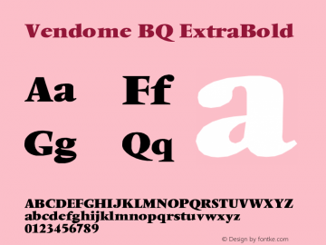 Vendome BQ ExtraBold Version 001.000 Font Sample