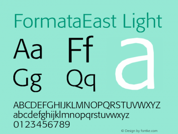 FormataEast Light Version 001.000 Font Sample