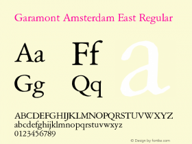 Garamont Amsterdam East Regular Version 001.000 Font Sample