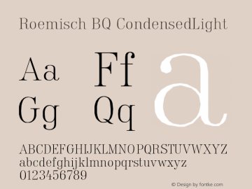 Roemisch BQ CondensedLight Version 001.000图片样张