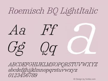 Roemisch BQ LightItalic Version 001.000图片样张
