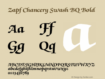 Zapf Chancery Swash BQ Bold Version 001.000 Font Sample