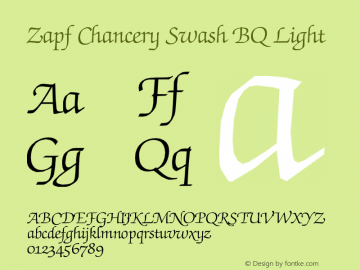 Zapf Chancery Swash BQ Light Version 001.000 Font Sample