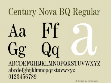 Century Nova BQ Regular Version 001.000 Font Sample