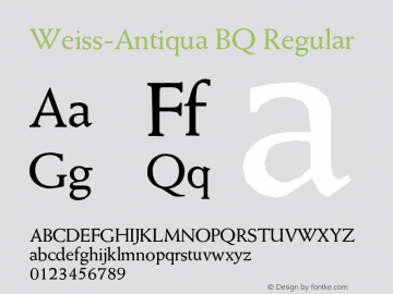 Weiss-Antiqua BQ Regular Version 001.000 Font Sample