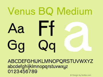 Venus BQ Medium Version 001.000 Font Sample