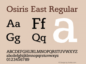 Osiris East Regular Version 001.000 Font Sample