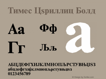 Times Cyrillic Bold Version 001.000 Font Sample