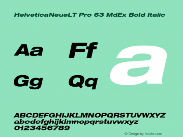 HelveticaNeueLT Pro 63 MdEx Bold Italic Version 1.000;PS 001.000;Core 1.0.38图片样张